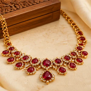 Ruby Stone Necklace Set